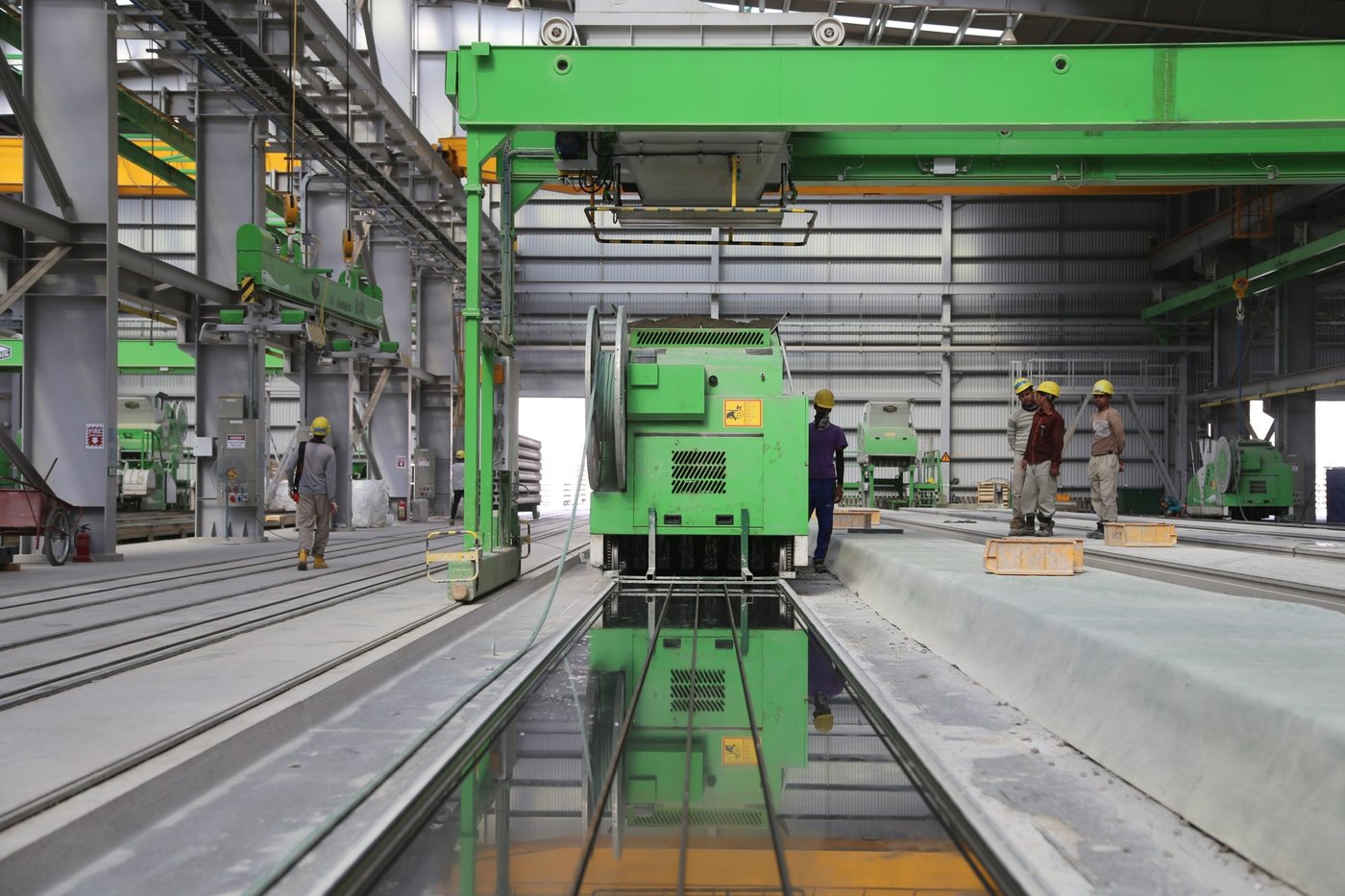 Heavy operating equipment on a manufacturing floor