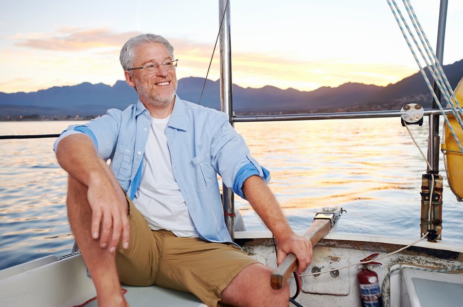 Client relaxing on his boat after a successful business sale